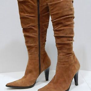Angela Falconi Boots Side-Zip Rushed Brown Leather EU SIZE 37.5 Made in Italy